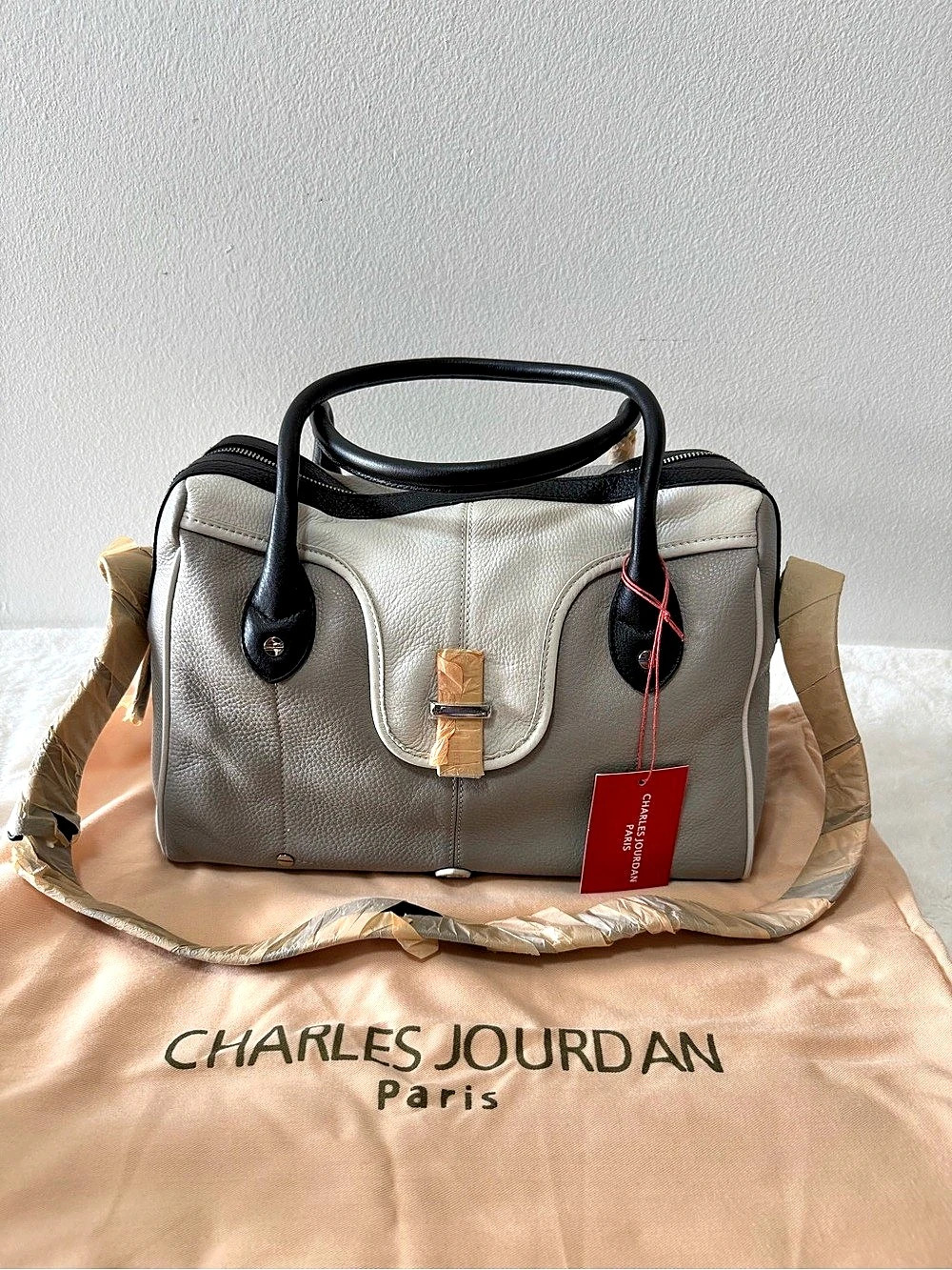 Charles Jourdan Satchel in Gray & Black